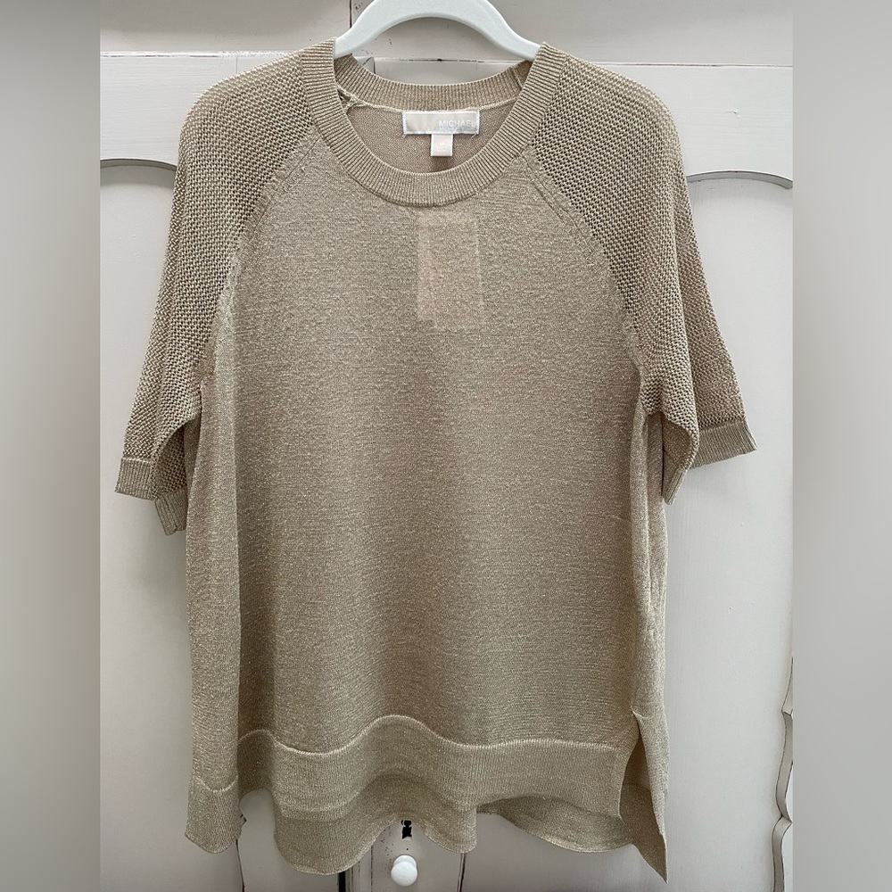 Michael Kors Women’s M Gold Sweater Metallic Holiday New Year’s Christmas New